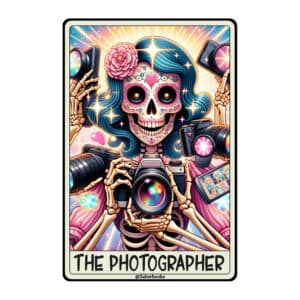 Photographer Skeleton Tarot Card Vinyl Sticker