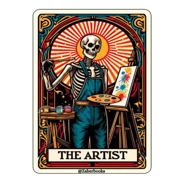 Artist Skeleton Tarot Card Vinyl Sticker
