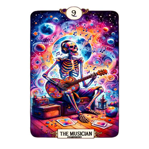 Musician Guitarist Skeleton Tarot Card Sticker