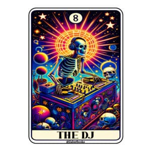 DJ Skeleton Tarot Card Vinyl Sticker