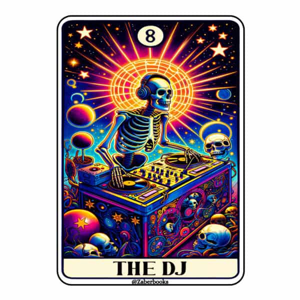 DJ Skeleton Tarot Card Vinyl Sticker