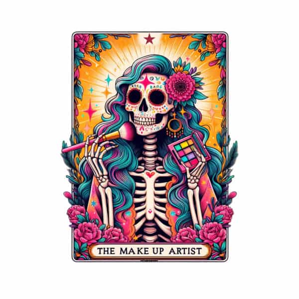 Make Up Artist Skeleton Tarot Card Sticker - Image 2