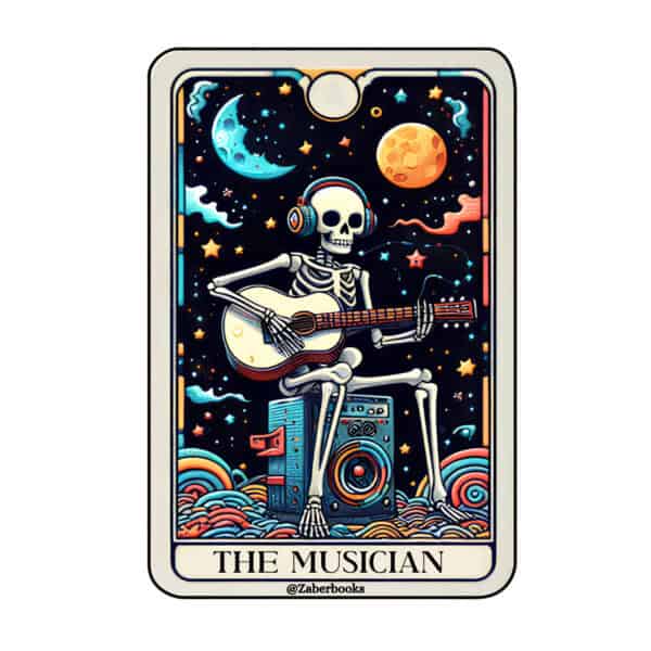 Musician Guitarist Skeleton Tarot Card Sticker - Image 3