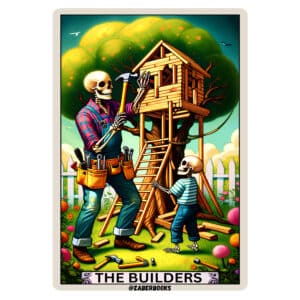 Builder Skeleton Tarot Card Vinyl Sticker