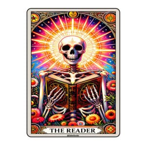 Reader Skeleton Tarot Card Vinyl Sticker