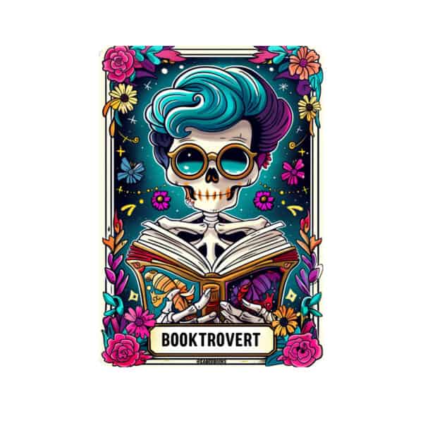 Booktrovert Skeleton Tarot Card Vinyl Sticker - Image 3