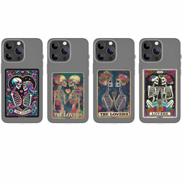 Lovers Skeleton Tarot Card Vinyl Sticker - Image 4