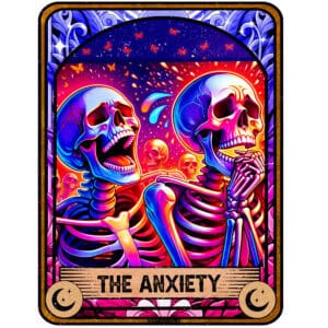 Anxiety Skeleton Tarot Card Vinyl Sticker