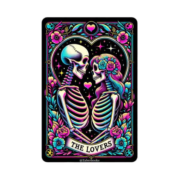 Lovers Skeleton Tarot Card Vinyl Sticker