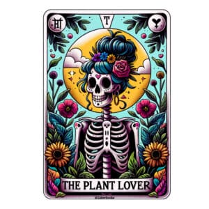 Plant Lover Skeleton Tarot Card Vinyl Sticker