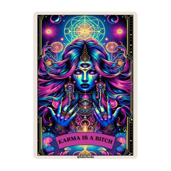 Karma Is A Bitch Skeleton Tarot Card Sticker