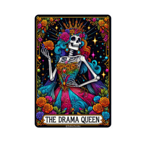 Drama Queen Skeleton Tarot Card Vinyl Sticker