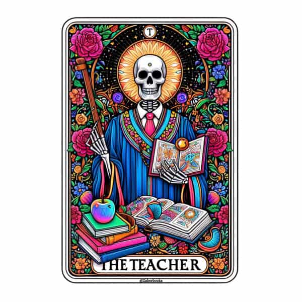 Teacher Skeleton Tarot Card Vinyl Sticker - Image 4