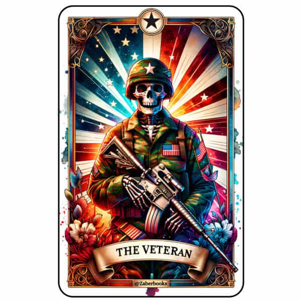 Veteran Skeleton Tarot Card Vinyl Sticker