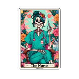 Nurse Skeleton Tarot Card Vinyl Sticker