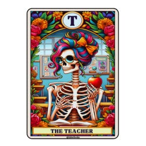 Teacher Skeleton Tarot Card Vinyl Sticker