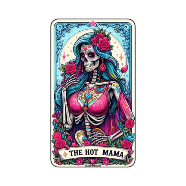 Hot Mama Skeleton Tarot Card Vinyl Sticker - Image 2