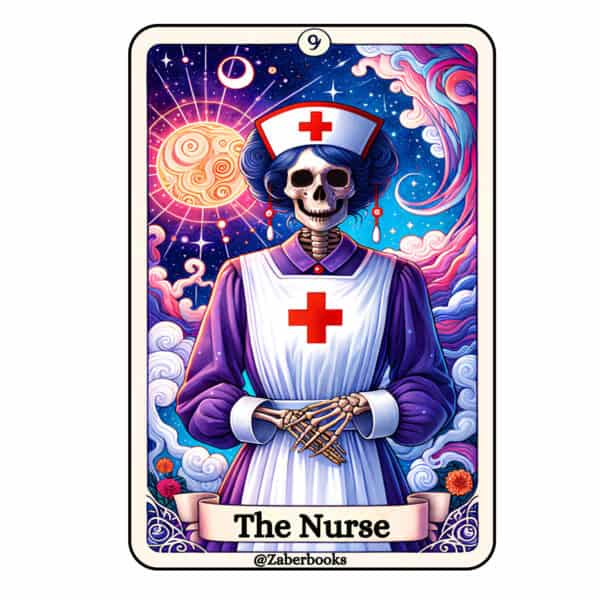 Nurse Skeleton Tarot Card Vinyl Sticker - Image 4