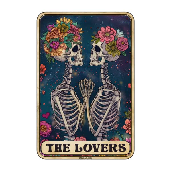 Lovers Skeleton Tarot Card Vinyl Sticker - Image 3