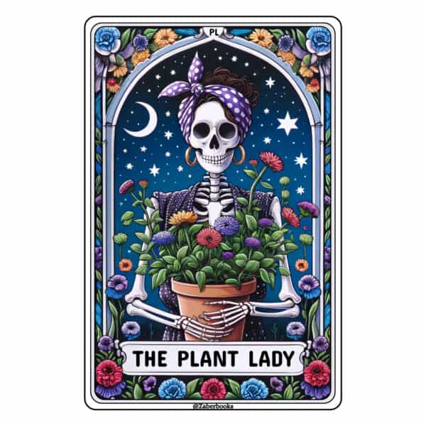 Plant Lover Skeleton Tarot Card Vinyl Sticker - Image 3