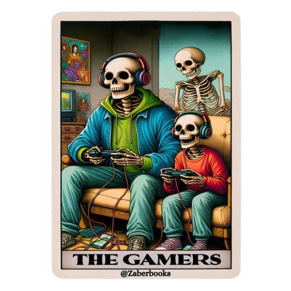 Gamer Skeleton Tarot Card Vinyl Sticker - Image 4