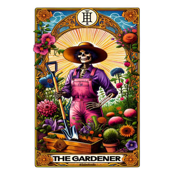Gardener Skeleton Tarot Card Vinyl Sticker - Image 3