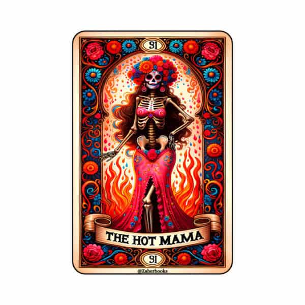 Hot Mama Skeleton Tarot Card Vinyl Sticker - Image 3
