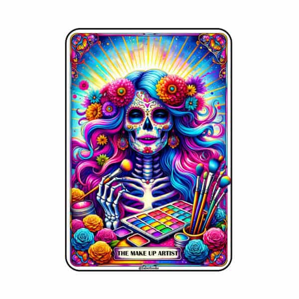 Make Up Artist Skeleton Tarot Card Sticker