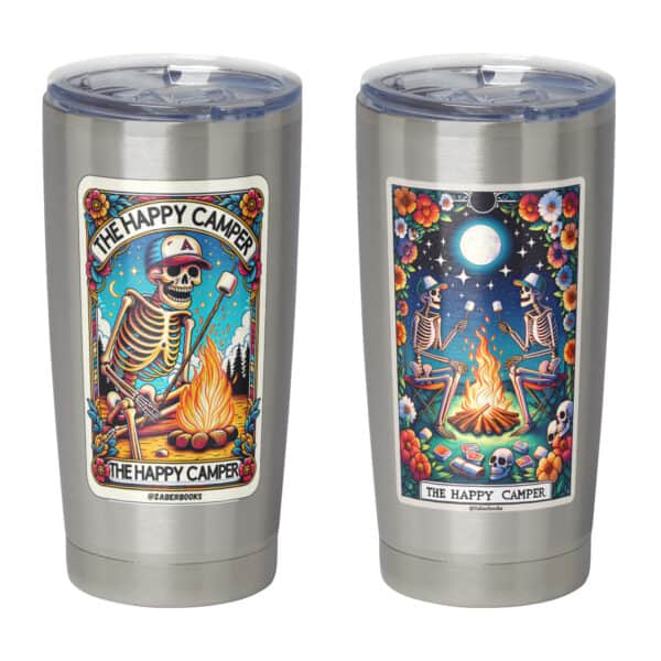Happy Camper Skeleton Tarot Card Vinyl Sticker - Image 4