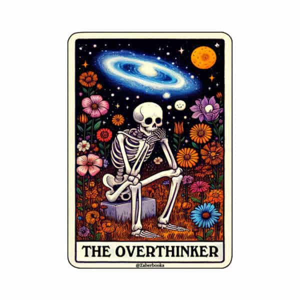Overthinker Skeleton Tarot Card Vinyl Sticker - Image 5