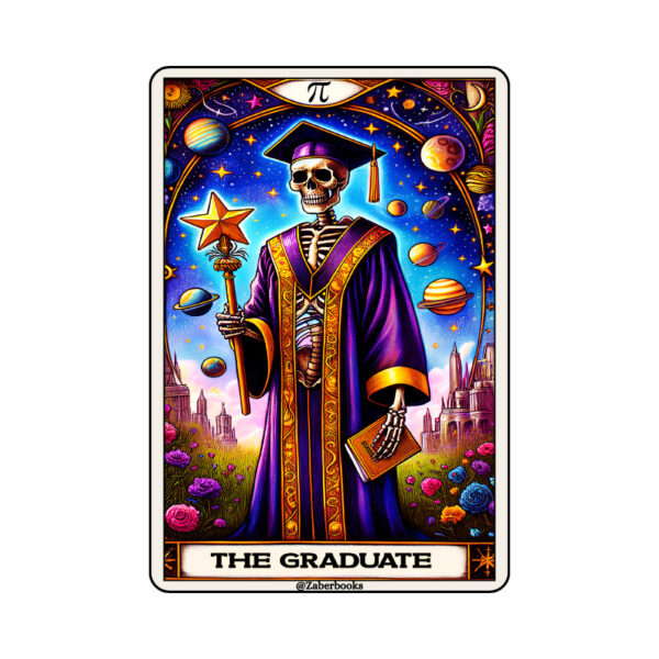 Student Graduate Skeleton Tarot Card Vinyl Sticker - Image 2