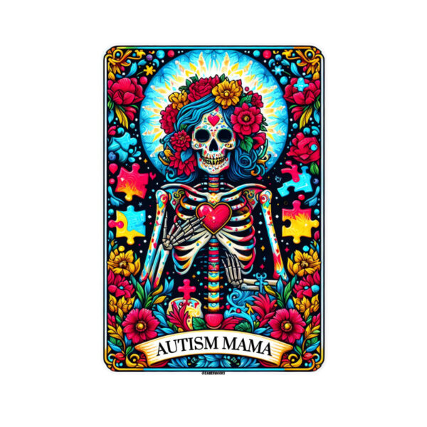 Autism Mama Skeleton Tarot Card Vinyl Sticker