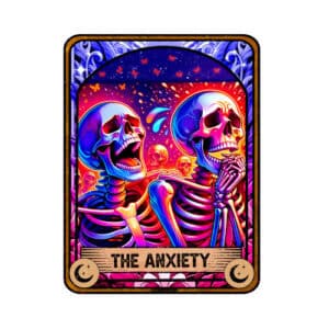 Anxiety Skeleton Tarot Card Vinyl Sticker