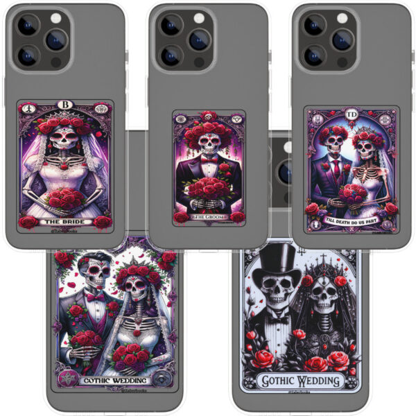 Gothic Wedding Skeleton Tarot Card Vinyl Sticker - Wedding Party - Image 9