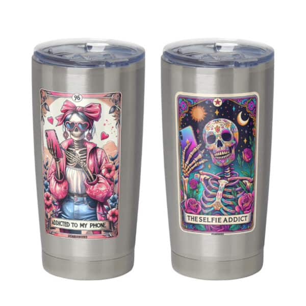 Addicted to My Phone Skeleton Tarot Card Vinyl Sticker - Image 3