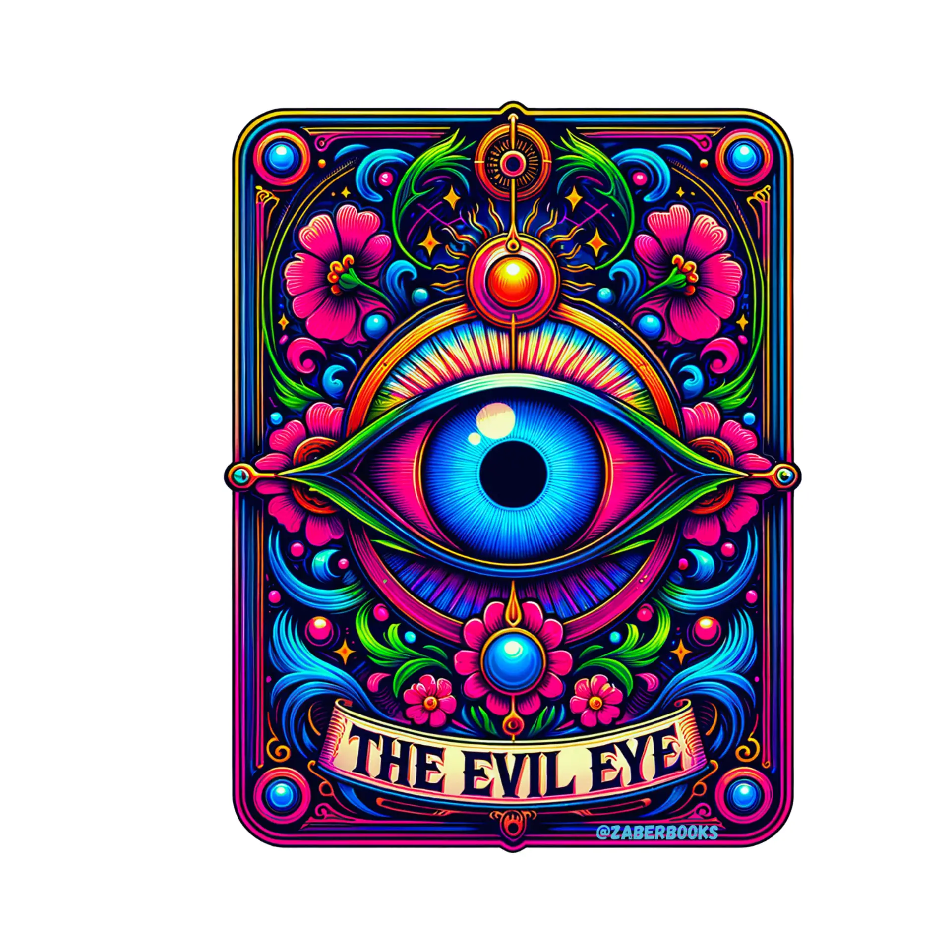 The Evil Eye Tarot Card Laminated Sticker | Funny Sarcastic Waterproof Water Bottle & Laptop Holographic Vinyl Sticker