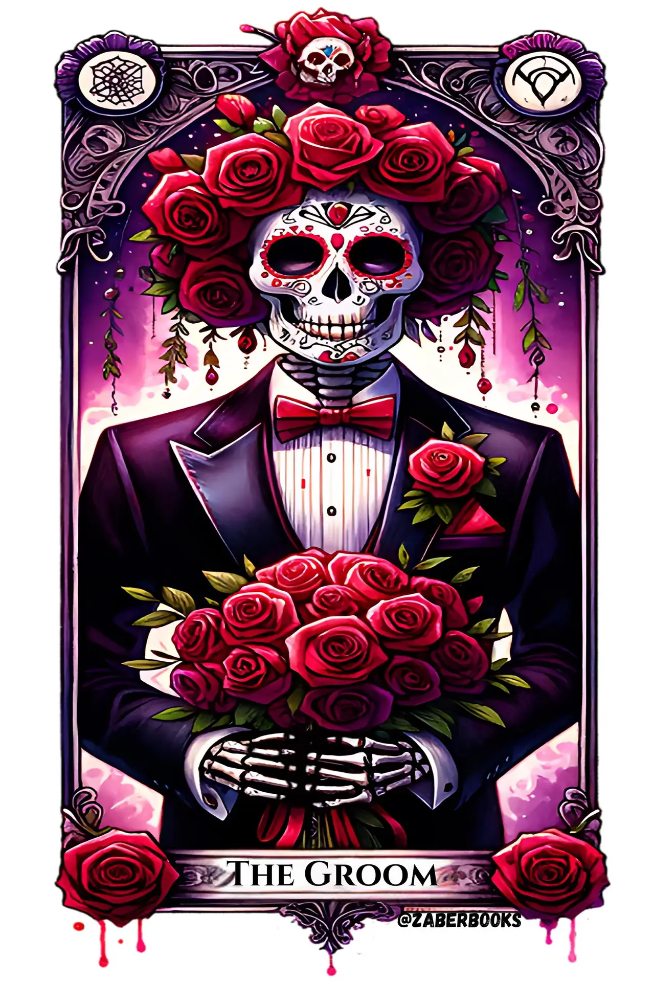 The Groom Skeleton Tarot Card Laminated Sticker| Funny Sarcastic Waterproof Water Bottle & Laptop Holographic Vinyl Sticker