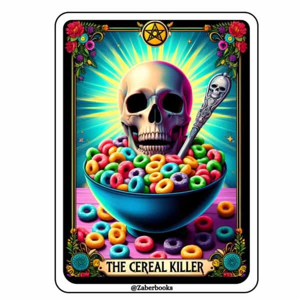 Cereal Killer Skull Tarot Card Vinyl Sticker