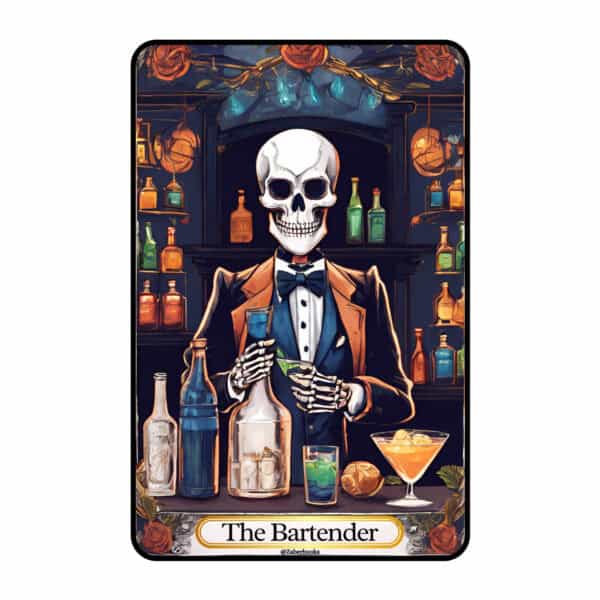 Bartender Skeleton Tarot Card Vinyl Sticker